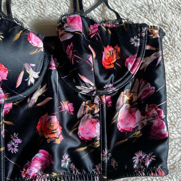 Very Sexy Lightly Lined Bustier Floral Top SZ 34 B - Picture 2 of 6